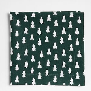 New! 🌲🌲🌲Crate&Barrel Forest Green and White Tree Napkin LIMITED EDITION
